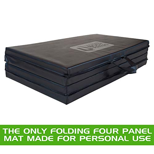 Ultimate Body Press Exercise and Yoga Mat - 6'4" x 3' x 2" - Four Panel Folding Mat with Premium Materials and Foam - Sized Right for Your Fitness