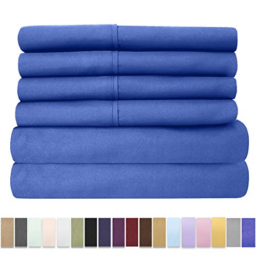 Sweet Home Collection 6PC-SHT-T-RYLBL 6 Piece 1500 Thread Count Egyptian Quality Deep Pocket Bed Sheet Set - 2 EXTRA PILLOW CASES, VALUE -Â Twin, Royal Blue