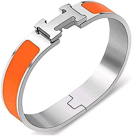 kenven Buckle Bangle Bracelet(White/Orange)
