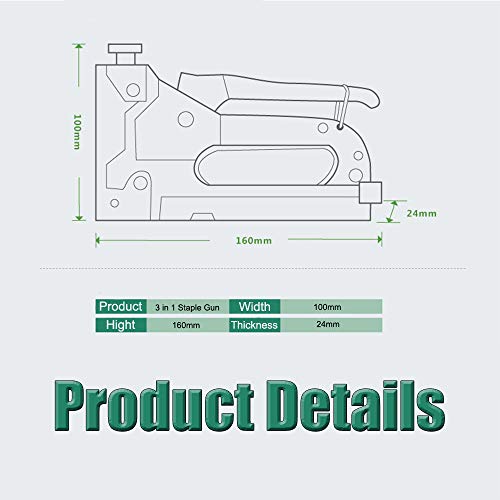 Craftsboys Staple Gun, 3 in 1 Manual Nail Gun with 3000 Staples - Heavy Duty Gun for Upholstery, Fixing Material, Decoration, Carpentry, Furniture - Thumbnail 3