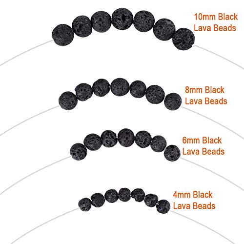 image for Paxcoo 500pcs Lava Beads Black Lava Rock Beads Kit with Elastic String