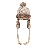 OMECHY Womens Knit Peruvian Beanie Hat Winter Warm Wool Crochet Tassel Peru Ski Hat Cap with Earflap Pom