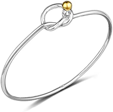 Silver Twist Knot Nail Bangle Heart Knot Bracelet Stack Bangle Cuff for Women Teen Girls