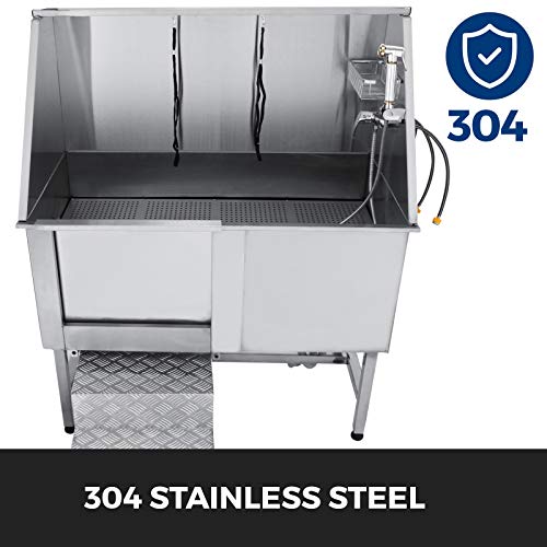 Tuorren 50 Inch Dog Grooming Tub Professional Stainless Steel Pet