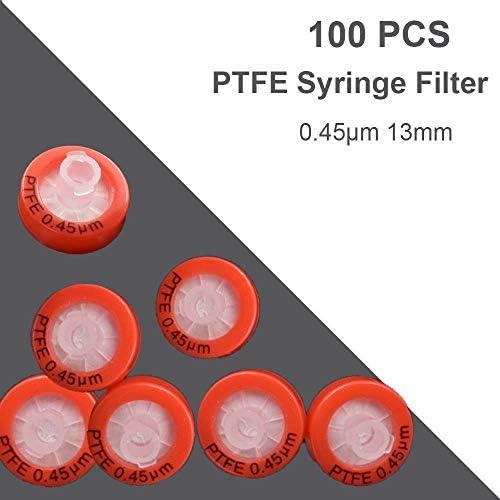 100 X Hydrophobic PTFE Syringe Filter Kit，Alberts Filter PTFE Membrane Diameter 13mm Pore Size 0.22um non Sterile,Suitable for the Filtration of Highly Corrosive Solutions, Organic Solutions and Gases