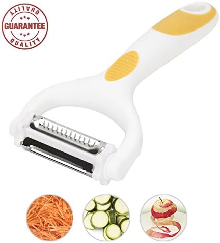 3 in 1 Peeler with 3 Rotatable Extra Sharp Blades, Julienne Peeler for Fruits &amp; Vegetables (White)