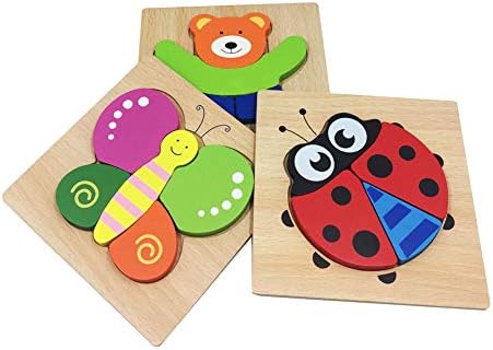 letsgood Colorful Wooden Jigsaw Puzzles Toy for Baby & Toddlers, Early Educational Toys Gift for Colors & Shapes Cognition Skill Learning, Free Drawstring Carry Bag
