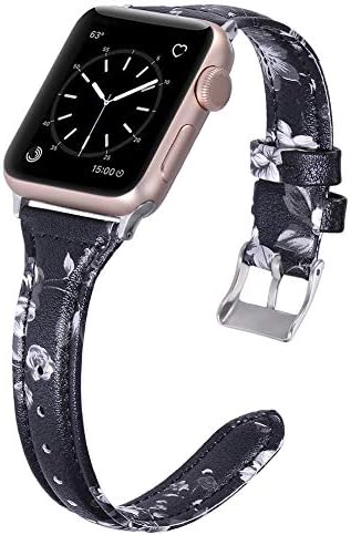 Karei Leather Bands Compatible Apple Watch Band 38mm 40mm 42mm 44mm, Retro Top Grain Genuine Leather Replacement Strap Stainless Steel Clasp iWatch Series 4 3 2 1, Sport, Edition