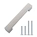 Amazon Basics Short Modern Cabinet Pull Handle, 6.38-inch Length (5-inch Hole Center), Satin Nickel, 10-Pack