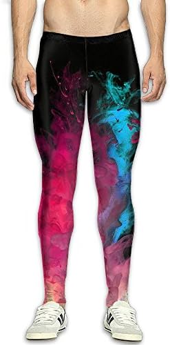 EWUYBZ Men's Compression Pants Baselayer Running Tights Colored Smoke 3D Print Fitness Sports Leggings