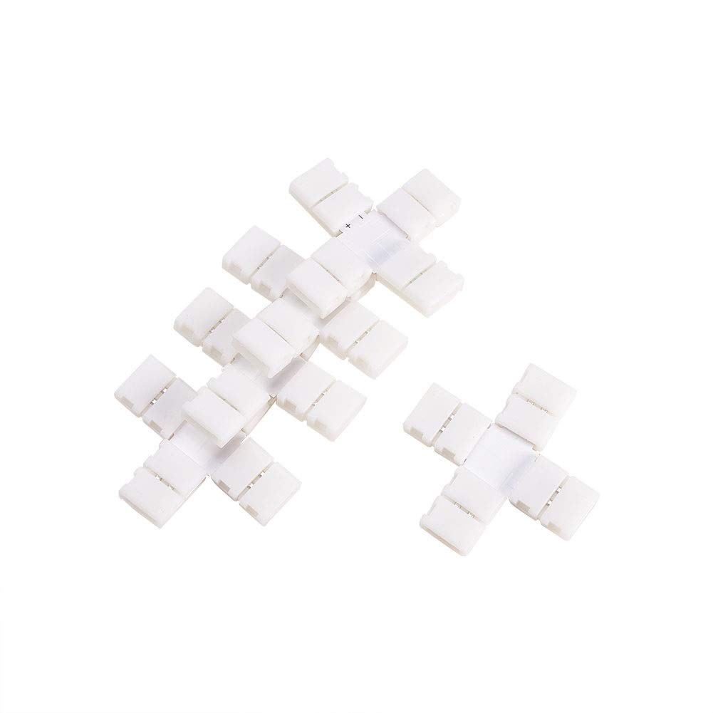 Othmro 5Pcs Cross Shape 2Pin Single Color LED Light Strip Connector Board for 3528 8mm Width LED Strip