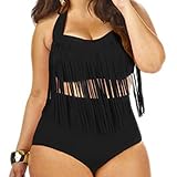 Zmart Plus Size Fringe Padded Swimsuit Two Pieces For Women