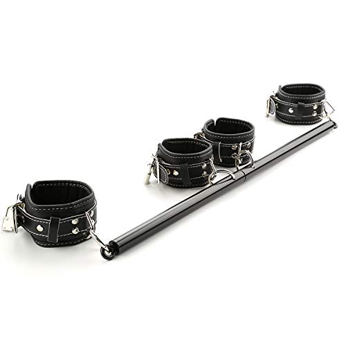 2pcs Black Expandable Spreader Bar with 14pcs Adjustable Straps Kit for Home Gyms Yoga (Black Kit) - Thumbnail 5
