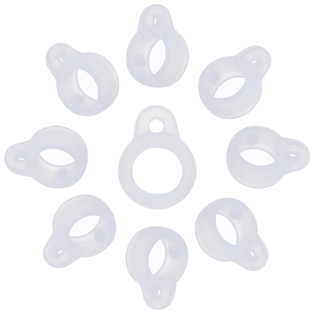 GORGECRAFT 60PCS Clear Anti-Lost Silicone Rubber Rings Band Holder Silicone Pendant Multipurpose Adjustable Cases 8mm Necklace Lanyard Replacement Carrying Kit for Key-Ring Pendant