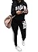 Chellysun Women Jumpsuit Cowl Neck Sweatshirt and Long Pants Tracksuit Letter Print 2 Piece Outfits Black XX-Large
