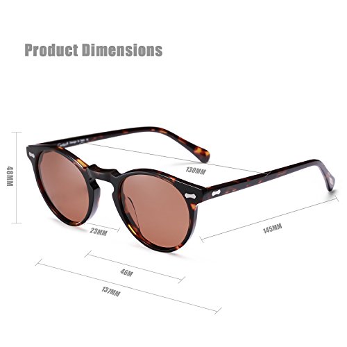 Vintage Round Sunglasses - Carfia Retro Polarized Sunglasses for Women Men, 100% UV400 Protection