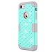 iPhone 7 Case, LONTECT Hybrid Heavy Duty Shockproof Diamond Studded Bling Rhinestone Case Dual Layer [Hard PC+ Soft Silicone] Impact Protection for Apple iPhone 7 - Teal/Grey