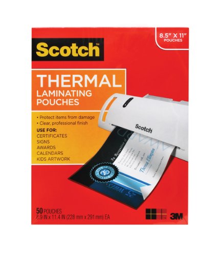 Scotch thermal laminating pouches, 8.9 x 11.4-inches, 3…