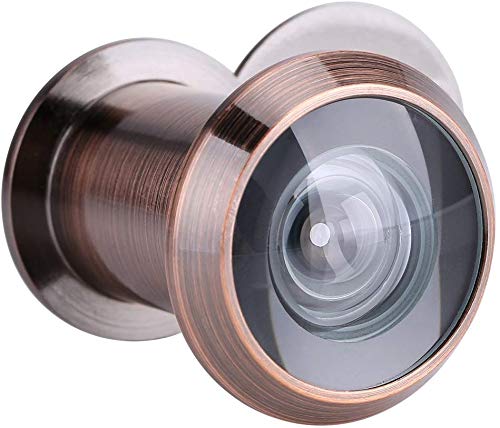Zerodis Door Viewer Security Peek Peephole Optical Glass 220 Degree Wide Angle with Privacy Cover (Red Bronze)