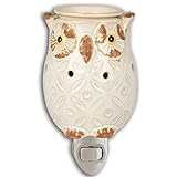 Cream Distressed Owl Ceramic Stoneware Plug-in Outlet Wax and Oil Warmer