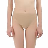 iMucci Professional Girl Ballet Dance Briefs - Beige Velvet Cotton Mid Rise Waist Panty Women Gymnastics Underpants