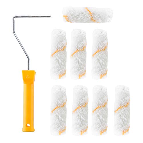 ESSORT Wall Paint Roller, 4'' Mini Paint Roller with 10 Pcs Replacement Roller Covers, Corrosion Resistance Home Painting Brush, House Decoration Painting Supplies, Wall Paint Brushes - Thumbnail 3