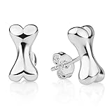 925 Sterling Silver Little Bone High Polished Dog Lovers Post Stud Earrings 12 mm