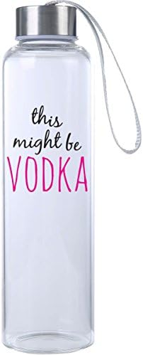 Mad 2 Order Inspirational Fitness Water Bottle, Workout Glass Bottle, BPA Free, Glass, Laugh Everywhere With This 20 oz. Trendy Water Bottle! (This might be VODKA Pink)