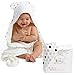 Bamboo Hooded Towel for Babies-Cotton Drooling Bib and Wash Cloth Set for Babies by Uncle Jon – 680GSM Thickness Super Absorbent Bath Towel for Boys and Girls – from Newborn to Toddler