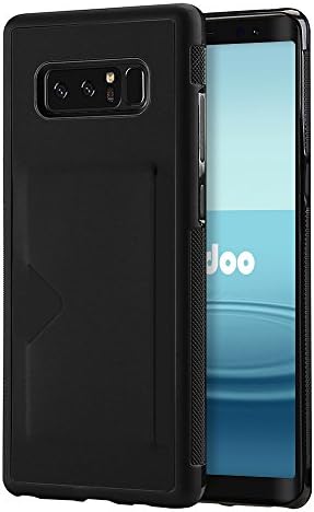 Radoo Galaxy Note 8 Case, Leather Back Cover,Flexible TPU Bumper Silicone Hybrid Cellphone Case [Slip Resistant] with Card Slots Holder for Samsung Galaxy Note 8 (Black)