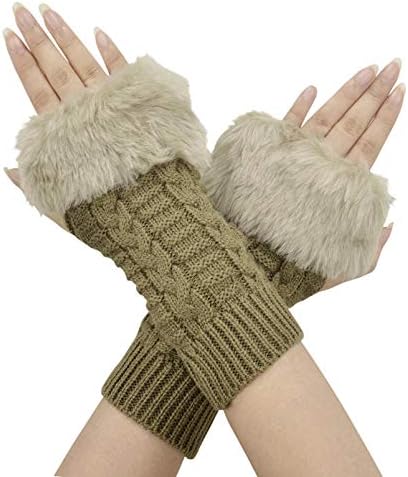 Men/Women's Thick Knit Solid Colored Cuffed Fingerless Gloves