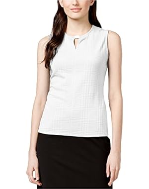 Calvin Klein Womens Textured Hardware Keyhole Pullover Top