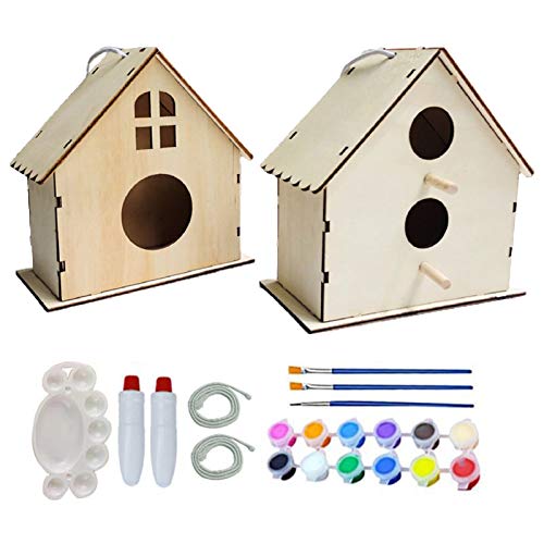 Heyzeibo Juego De 5 Casitas De Pájaro De Madera Para Construir Y Pintar - Manualidades Infantiles Seguras Y Educativas