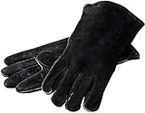 Lodge 14.5" Leather Outdoor Cooking Gloves - Heat Resistant Gloves for Cast Iron Cooking