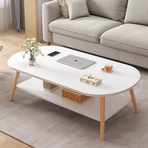 Coffee Table, 2Tier Oval Shape Sofa Center Table for Home Office, End