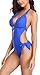 Eomenie One Piece Swimsuits for Women Cutout Tie Back and Side Monokini Halter Bathing Suits Plunge Slimming Swimwear Royal Blue
