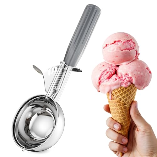Photo 1 of 4 oz Ice Cream Scoop with Trigger Release #8 – Stainless Steel Versatile Tool for Baking, Cookies and Desserts Spoons, Dishwasher-Safe, Ergonomic Design, Great as Christmas Gifts for Dessert Lovers