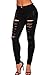 Sidefeel Women Denim Destroyed High-waist Skinny Jeans X-Large Black