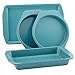 Paula Deen Speckle Nonstick Bakeware Set with Baking Pan, Cake Pans and Cookie Sheet / Baking Sheet - 4 Piece, Gulf Blue Speckle