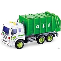 Memtes Friction Powered Garbage Truck Toy with Lights and Sound for Kids