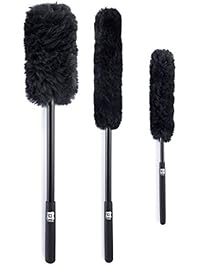 MeGa Wheel Brush Woolies - Premium Detail Wheel Brushes Kit(Set of 3), 100% Lambswool Scratchless Brushes for Car Rims with Rubber Grip for Wheel Cleaning and Auto Detailing Tools