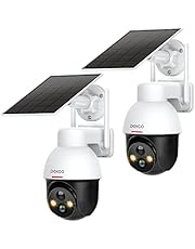 Solar Security Cameras Wireless Outdoor - 2K HD Resolution WiFi Camera with Pan Tilt 360° View, Spotlight, Color Night Vision, 2-Way Talk, Human Detection - DEKCO DC9E (2 Pack)