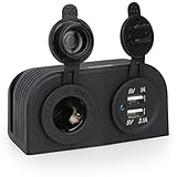 Rupse Dual USB Car Cigarette Lighter Socket 12V Charger Power Adapter Outlet ATV Boat