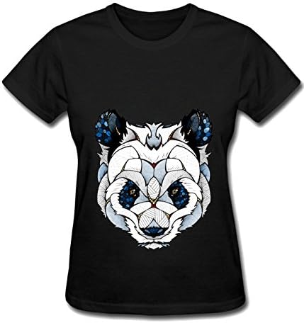 Tsuyokiss women's The Panda Picture Fitted Print Crew Neck short sleeve t-shirt black
