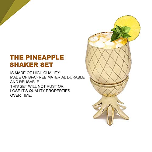 MLMG Cocktail Shaker Cocktail Set Ananas Pineapple Metal Strohhalm Straw Barzubehör Bar Party Mixing Deko Geschenk… – Bild 7