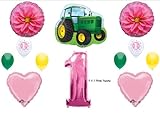 Gilrl's 1st First Happy Birthday Party Balloons Tractor John Deere-like Decorations Supplies