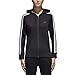 adidas Women's Essentials Cotton Fleece 3-Stripe Full Zip Hoodie, Black/White, Large
