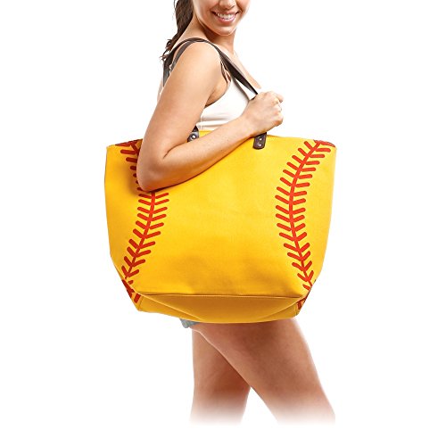 Me Plus Sports Baseball-Softball Design Tote Hand Bags / Fashion Shoulder Bags / X-Large 21 IN. (Softball)