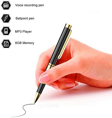 XHYAIMS Recording pen,8GB voice recording pen Ballpoint Pen MP3 Player Noise Reduction One Button Recording and Save Perfect For