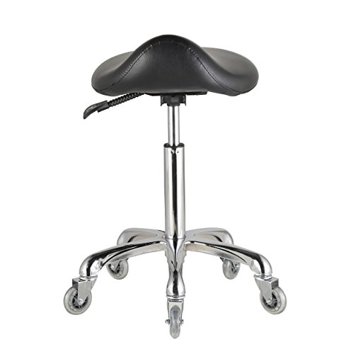 Rolling Lab Stool Chair with Ergonomic Saddle Comfortable Cushion Height Adjustable Mobile Stool Chair(Tool-free Assembly)